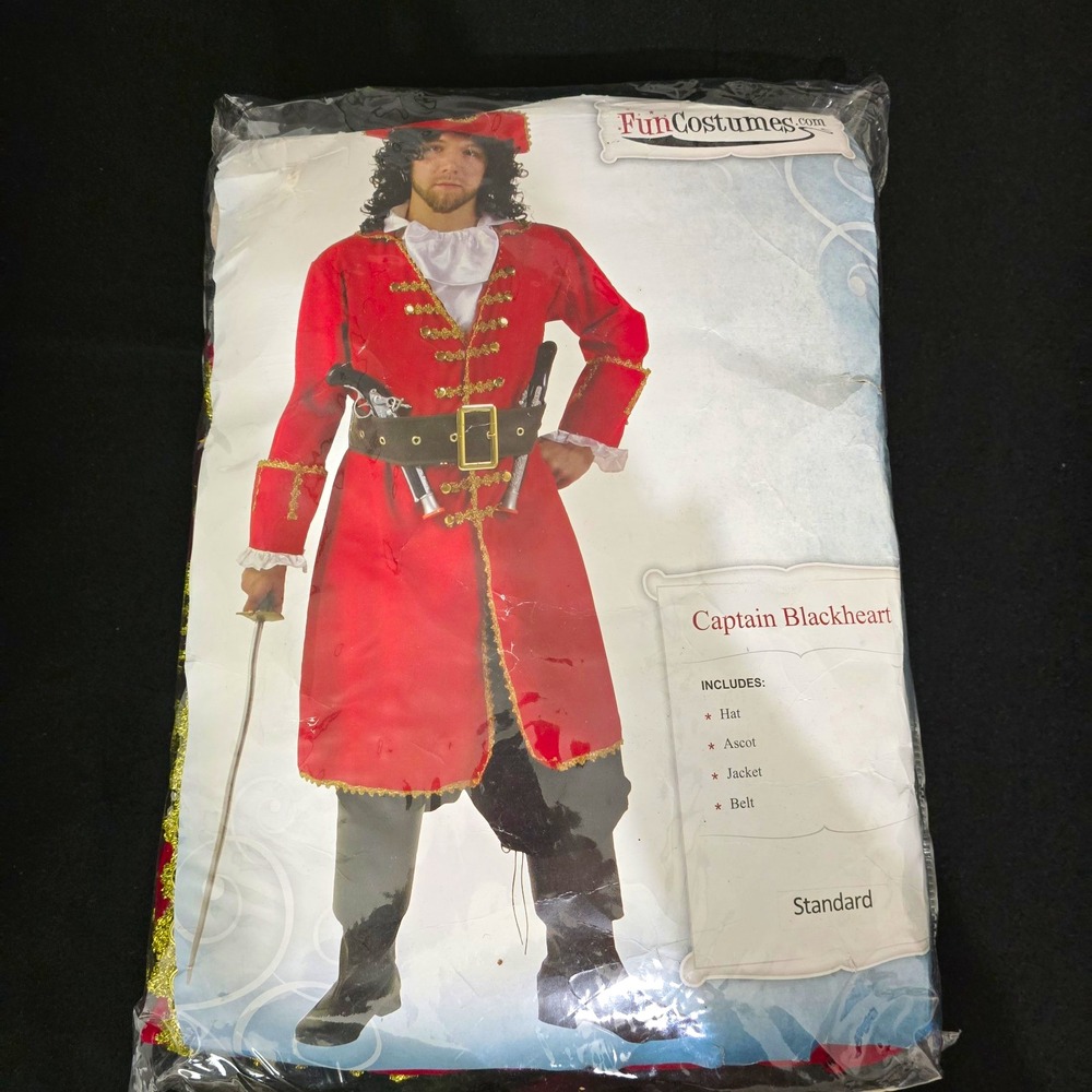 Men's Captain Blackheart Pirate Costume Red Standard Size
